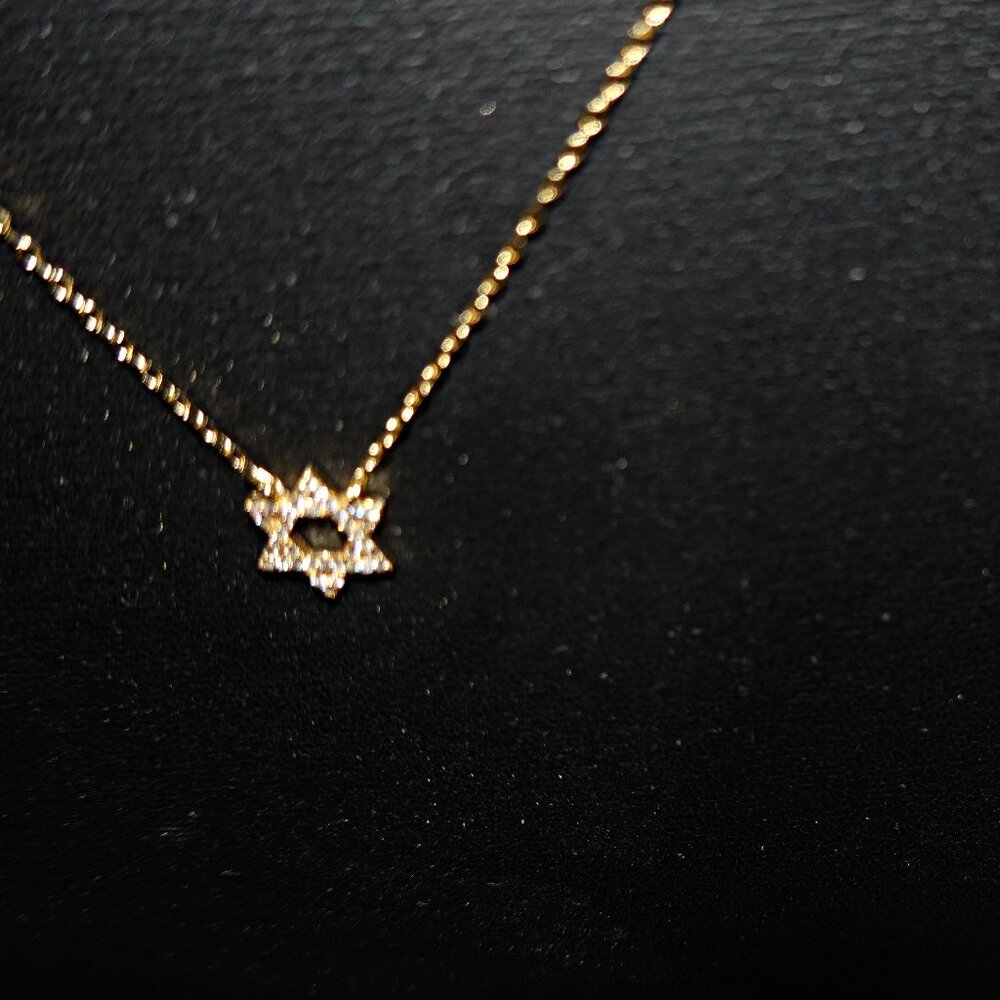 Jewish Star of David crystals Magen David Necklace  Gold over Sterling